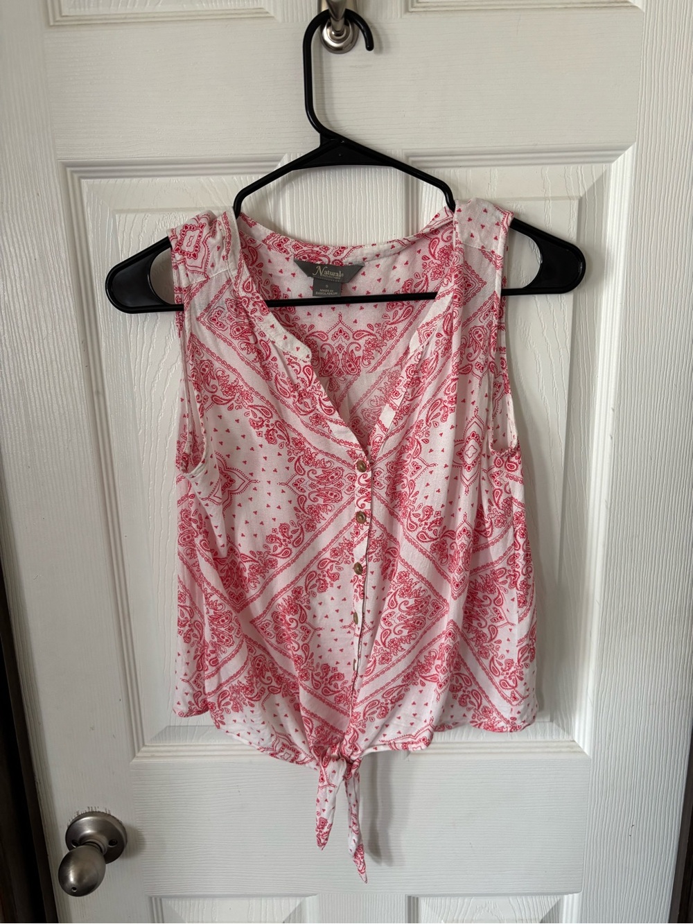 Natural Reflections Pink Bandana Tie-Front Camisole